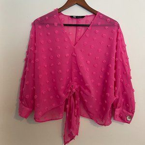 Zara Hot Pink Blouse 3/4 length sleeve